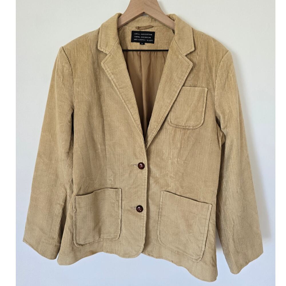 Vintage Y2K J.Crew Corduroy Blazer Beige Tan Jacket Size XL 18